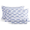 image:imageNautica  Full Cotton Percale Sheet Set with Matching PillowcasesWoodblock Fish Blue