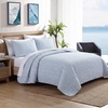 image:imageNautica  Twin Reversible 100 Cotton Quilt Set with Coordinating ShamColeridge Stripe Light Blue