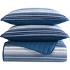 image:imageNautica  Twin Reversible 100 Cotton Quilt Set with Coordinating ShamDark BlueMedium Blue