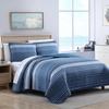 image:imageNautica  Twin Reversible 100 Cotton Quilt Set with Coordinating ShamDark BlueMedium Blue