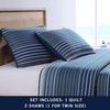 image:imageNautica  Twin Reversible 100 Cotton Quilt Set with Coordinating ShamDark BlueMedium Blue