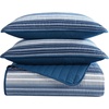 image:imageNautica  Twin Reversible 100 Cotton Quilt Set with Coordinating ShamDark BlueMedium Blue