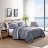 image:imageNautica  Twin Reversible 100 Cotton Quilt Set with Coordinating ShamMedium GreyDark GreyWhite