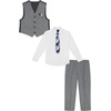 image:imageNautica Baby Boys 4piece Suit Set with Dress Shirt Vest Pants and TieLight Grey Deco Sharkskin