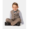 image:imageNautica Boys 4piece Formal Suit Set with Vest Pants Collared Dress Shirt and TieBrown Herringbone