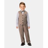 image:imageNautica Boys 4piece Formal Suit Set with Vest Pants Collared Dress Shirt and TieBrown Herringbone