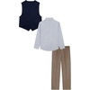 image:imageNautica Boys 4piece Formal Suit Set with Vest Pants Collared Dress Shirt and TieBrown Herringbone