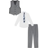 image:imageNautica Boys 4piece Formal Suit Set with Vest Pants Collared Dress Shirt and TieLight Grey Deco Sharkskin