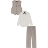 image:imageNautica Boys 4piece Formal Suit Set with Vest Pants Collared Dress Shirt and TieWheat Stripe