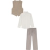 image:imageNautica Boys 4piece Formal Suit Set with Vest Pants Collared Dress Shirt and TieWheat Stripe