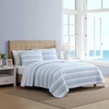 image:imageNautica  Queen Quilt Set with Shams Lightweight BeddingSeafront StripeIvy Bloom Blue