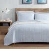 image:imageNautica  Twin Reversible 100 Cotton Quilt Set with Coordinating ShamColeridge Stripe Light Blue