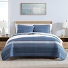 image:imageNautica  Twin Reversible 100 Cotton Quilt Set with Coordinating ShamDark BlueMedium Blue