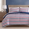 image:imageNautica  TwinTwin XL Size Comforter Set with Matching ShamClove Hitch StripeSolid Blue