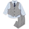 image:imageNautica Baby Boys 4piece Suit Set with Dress Shirt Vest Pants and TieLight GreyBlue Check