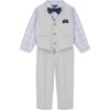 image:imageNautica Baby Boys 4piece Suit Set with Dress Shirt Vest Pants and TieLight GreyPlaid