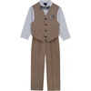 image:imageNautica Boys 4piece Formal Suit Set with Vest Pants Collared Dress Shirt and TieBrown Herringbone
