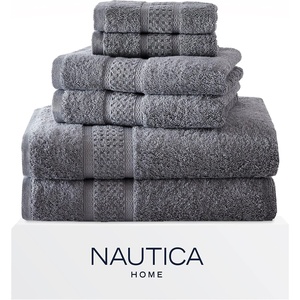 image:imageNautica  Cotton Hand Fingertip amp Bath Towel Set 6 Pack TowelsOceane Grey
