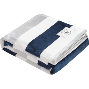 image:imageNautica  Fleece Throw Blanket Soft Blanket for Couch or Bed 50 x 60Awning Stripe NavyWhite