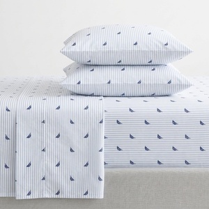 image:imageNautica  Full Cotton Percale Sheet Set with Matching PillowcasesAudley Blue