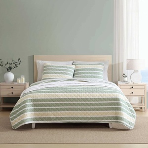 image:imageNautica  Queen Quilt Set with Shams Lightweight BeddingVaradero StripePenny Pinstripe Beige