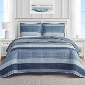 image:imageNautica  Queen Reversible 100 Cotton Quilt Sets with ShamsRidgeport Medium Blue