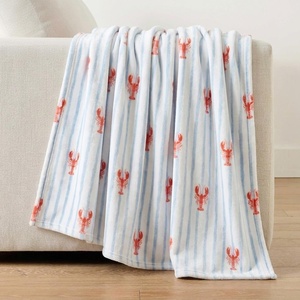 image:imageNautica  Soft Twin Size Blanket for Bed amp Couch Cozy BeddingLobster Watercolor Stripes Blue