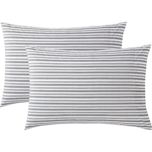 image:imageNautica  Standard Cotton Percale Pillowcase Set 2PackColeridge Stripe Charcoal