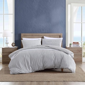image:imageNautica  Twin Duvet Cover Set with Shams Cotton Button ClosureColeridge Stripe Charcoal