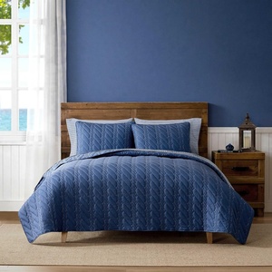 image:imageNautica  Twin Quilt Set Reversible Plaid Bedding with Matching Sham Lightweight for All Seasons Coastal Room Decor Rope Stitch BlueRope Stitch Blue