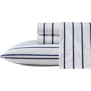 image:imageNautica  Twin Sheet Set with Fitted Sheet amp PillowcaseBrenton Stripe Navy Blue