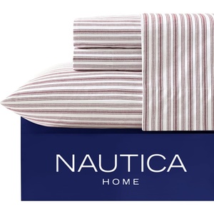image:imageNautica  Twin Sheet Set with Fitted Sheet amp PillowcaseColeridge Stripe Red