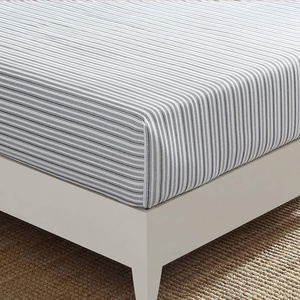 image:imageNautica  Twin Size Fitted Sheet Cotton Percale BeddingColeridge Stripe Charcoal