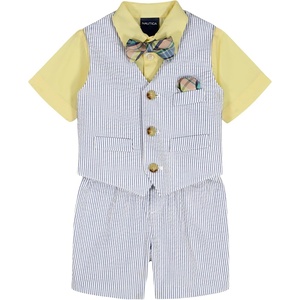 image:imageNautica Baby Boys 4piece Suit Set with Dress Shirt Vest Pants and TieBlue Seersucker