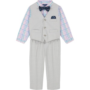 image:imageNautica Baby Boys 4piece Suit Set with Dress Shirt Vest Pants and TieLight GreyPlaid