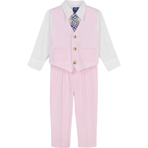 image:imageNautica Baby Boys 4piece Suit Set with Dress Shirt Vest Pants and TiePink Seersucker