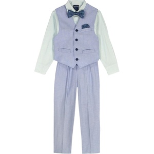 image:imageNautica Boys 4piece Formal Suit Set with Vest Pants Collared Dress Shirt and TieBlue Linen