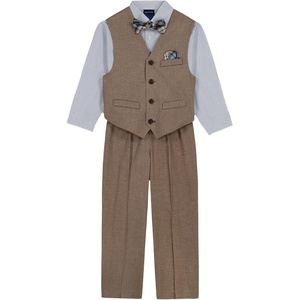 image:imageNautica Boys 4piece Formal Suit Set with Vest Pants Collared Dress Shirt and TieBrown Herringbone