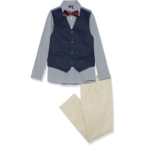 image:imageNautica Boys 4piece Formal Suit Set with Vest Pants Collared Dress Shirt and TieKhaki