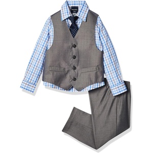 image:imageNautica Boys 4piece Formal Suit Set with Vest Pants Collared Dress Shirt and TieLight Grey