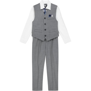 image:imageNautica Boys 4piece Formal Suit Set with Vest Pants Collared Dress Shirt and TieLight Grey Deco Sharkskin