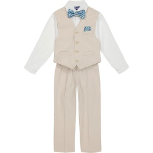 image:imageNautica Boys 4piece Formal Suit Set with Vest Pants Collared Dress Shirt and TieLight KhakiFloral