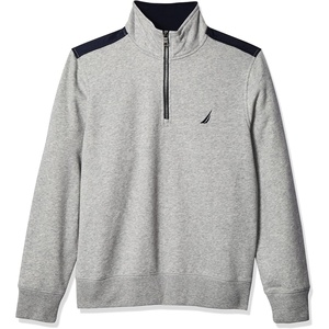 image:imageNautica Mens 14 Zip Pieced Fleece SweatshirtGrey Heather