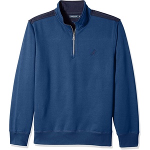 image:imageNautica Mens 14 Zip Pieced Fleece SweatshirtMonaco Blue