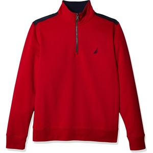 image:imageNautica Mens 14 Zip Pieced Fleece SweatshirtNautica Red