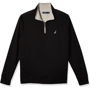 image:imageNautica Mens 14 Zip Pieced Fleece SweatshirtTrue Black