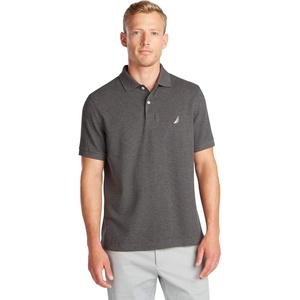 image:imageNautica Mens Classic Short Sleeve Solid Performance Deck Polo ShirtCharcoal Heather Basic Polo