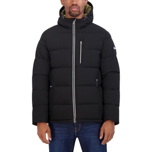 image:imageNautica Mens Midweight Faux Memory Puffer Jacket Adjustable Hood Insulated Quilted Winter CoatBlack Ink