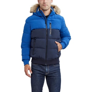 image:imageNautica Mens Midweight Faux Memory Puffer Jacket Adjustable Hood Insulated Quilted Winter CoatBluNvy