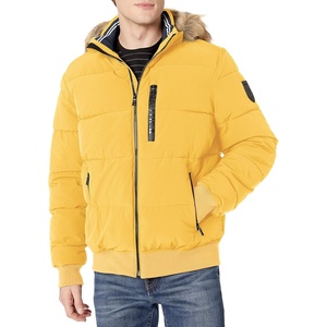 image:imageNautica Mens Midweight Faux Memory Puffer Jacket Adjustable Hood Insulated Quilted Winter CoatMustard